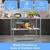 Winado 72 in. Stainless Steel Table With Undershelf, Backsplash and Wheels - 2 of 4