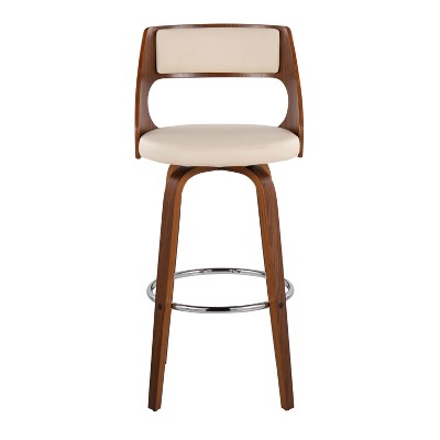 Cecina Cream and Walnut Mid-Century Swivel Barstool, Set of 2