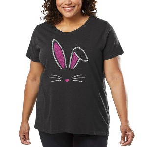 LA Pop Art Women's Word Art T-shirt - Bunny Ears - 1 of 4