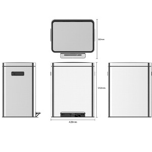 COZONY Dual Compartment Trash Can with Removable Buckets, Stainless Steel Recycling Bin with Soft Close Lid for Kitchen Waste Separation - 1 of 4