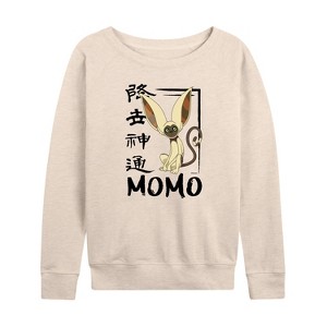 Women's - Avatar: The Last Airbender - Momo cute Lightweight French Terry Wide Neck Long Sleeve Shirt - 1 of 4