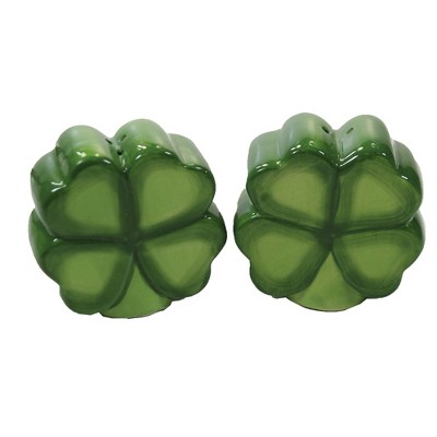 Tabletop 2.75" Four Leaf Clover Salt & Pepper Set Of 2 Clo Transpac  -  Salt And Pepper Shaker Sets