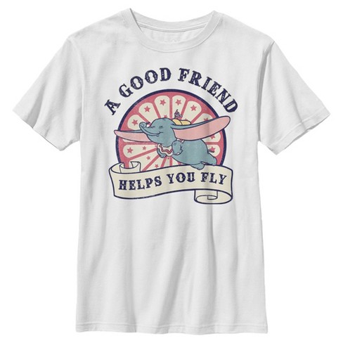 Boy s Dumbo A Good Friend Helps You Fly T shirt White Small Target