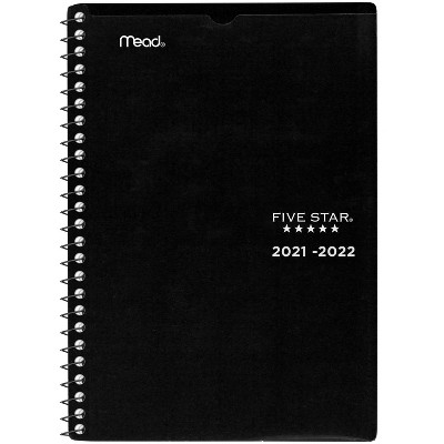 2021-22 Customizable Academic Weekly/Monthly Planner 5.5" x 8.5" Black - Five Star