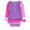 RuffleButts Baby Girls UPF50+ Sun Protected Neon Long Sleeve One Piece Rash Guard Swimsuit, with Signature Rear Ruffle - 2 of 2