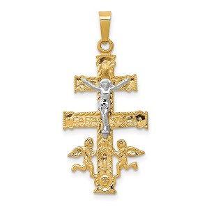 Black Bow Jewelry 14k Two Tone Gold Caravaca Crucifix Cross Pendant - 1 of 4