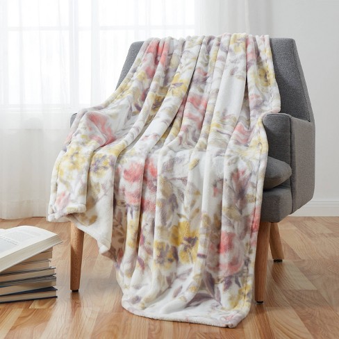 Pink floral online throw