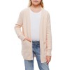 Girl's Open Front Cardigan Long Sleeve Knit Sweaters Kids Solid Cute Casual Loose Outerwear Coats with Pockets - 2 of 4