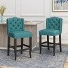 27 Inch Counter Height Stools Set Of 2,Fabric Tufted Wingback Upholstered Kitchen Chairs ,Armless Rubberwood Legs Living Room Chairs -Cuddlewood - 2 of 4