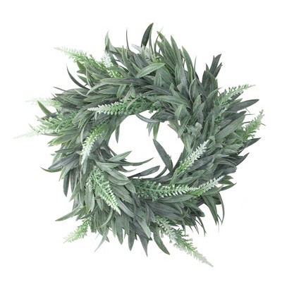 Northlight 10" Unlit Artificial Dusty White Christmastime Wispy Lavender Christmas Wreath