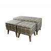 Plaid Storage Bench with 2 Seating Gray - Ore International: Upholstered Bedroom Ottoman, Wooden Legs - 3 of 4