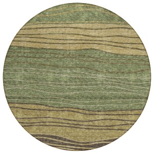 Olive Green And Chocolate Striped Washable Indoor Outdoor Area Rug - 1 of 4