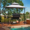 Tangkula 8 x 5 FT Outdoor Grill Gazebo Double Tiered BBQ Canopy Tent w/ 2 Side Shelves 20 Hooks Bottle Opener & Storage Basket - 3 of 4
