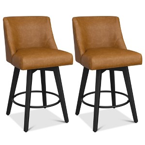 Vipbear Swivel Bar Stools Set of 2 for Kitchen Counter, High-density Foam Cushion, Modern Upholstered Bar Chair with Back, for Bar, Kitchen - 1 of 4