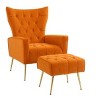CAVINAS Modern Accent Chair with Ottoman,Velvet Armchair Set with Sinuous Spring Support,Lounge Chair for Living Room & Apartment - 3 of 4