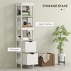 Aghana Digitals Slim White Bathroom Floor Cabinet with 2 Drawers & 3 Open Shelves - Compact Storage - 4 of 4
