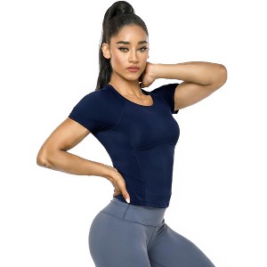 Workout Crop Tops for Women Short Sleeve Workout Shirts for Running 2025 Gym Yoga Athletic Exercise - 1 of 4