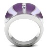 Slickblue Women's Purple Striped Heart Ring, Wave Design with Synthetic Crystals, Polished Stainless Steel, Sizes 5–10 - 3 of 4
