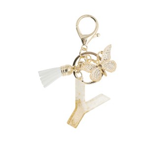 Unique Bargains Letter Y Key Pendant Butterfly Keyring with Initial ...