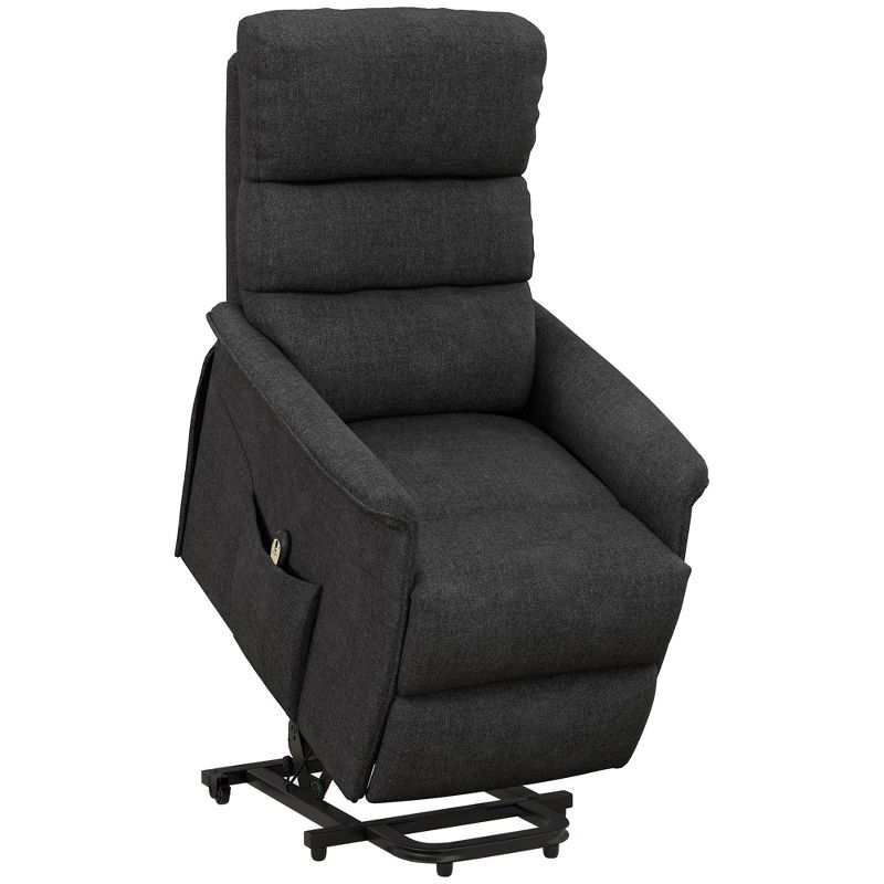 HOMCOM Power Lift Assist Recliner Chair for Elderly with Remote Control, Linen Fabric Upholstery, 1 of 7