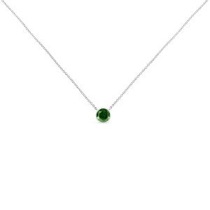 Haus of Brilliance Silver 1/5 Cttw Bezel Set Solitaire Treated Green Diamond Pendant Necklace - 1 of 4