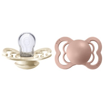 Image of Bibs Supreme Silicone Pacifier - 0-6 Months - Size 1 - 2pk - Ivory/Blush