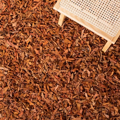 Hand-Knotted Orange Leather Shag Area Rug, 5' x 8'