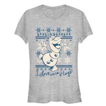 Juniors Womens Frozen Christmas Warm Hugs T-Shirt