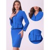INSPIRE CHIC Women's Long Sleeve Collarless Peplum Blazer and Pencil Skirts Suit Set 2 Pcs - 2 of 4