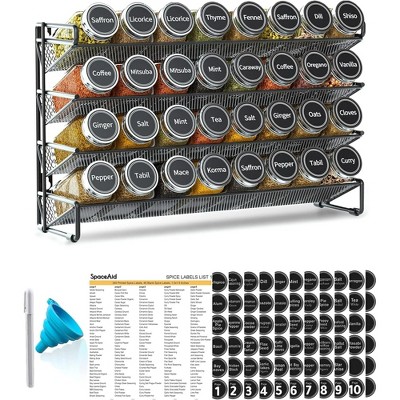 LunaLulinlk Spice Rack Organizer with 36 Jars, 4.4"D x 17.2"W x 10.8"H, Black