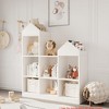 Nursery 7-Cubby Kids Bookshelf Wooden Toy Storage Organizer Bookcase Toddlers Playhouse Cabinet Shelf White Cubby Storage Toy Shelf - 3 of 4
