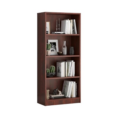 Fontoi Decorative Bookshelf, Freestanding Adjustable Bookcase with 4 Shelves, Display Bookshelf for Home Office, Brown, 11.6"* 24.4"*55.9"
