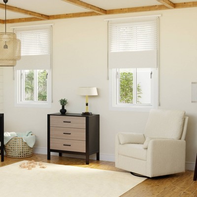 Cream Linen Swivel Recliner with Wood Frame