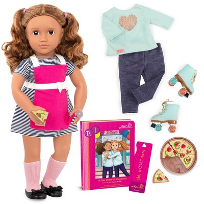 Our Generation Isa with Storybook & Outfit 18" Posable Cooking Doll