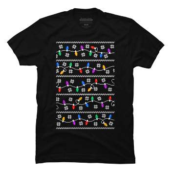 Men's Design By Humans Christmas Garland Lights Retro Pixel Pattern By R4Design T-Shirt