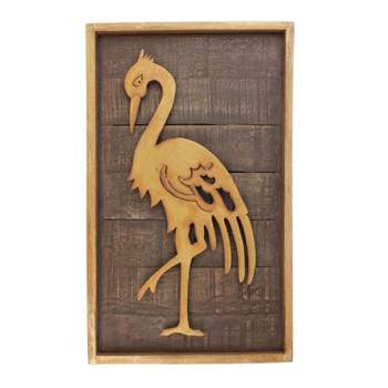 Beachcombers Pine Wood Wall Decor Decoration with Egret