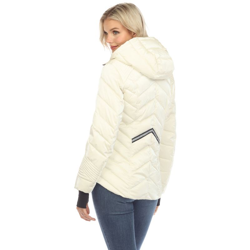 Women's Midweight Quilted Contrast With Thumbholes Hooded Jacket - White Mark, 4 of 8