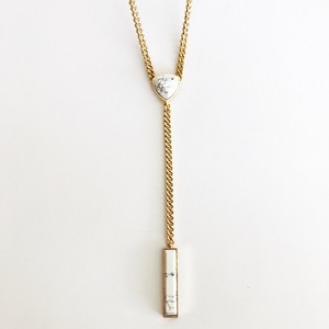 sanctuaire Semi Precious White Howlite Chain Link Y Statement Necklace Gold - 1 of 3