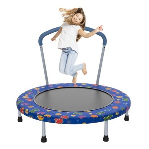 SEVOBAL 36" Mini Trampoline for Kids Ages 1-6 Indoor Outdoor Trampoline with Handle Fun for Kids Toddler Trampoline, Blue, 36.2"*36.2"*31" - 1 of 4