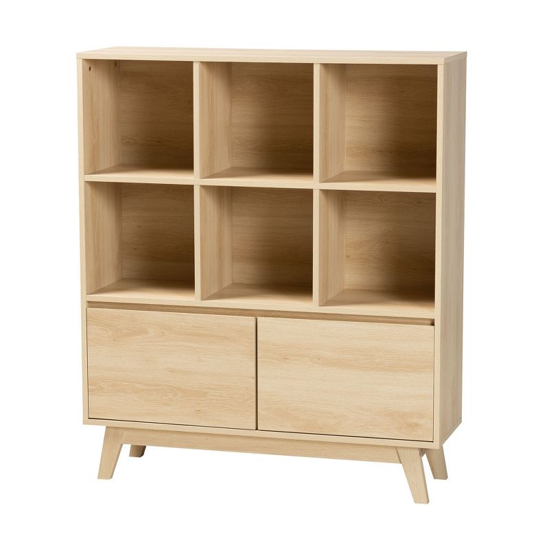 Baxton Studio Danina Japandi Oak Brown Finished Wood Bookshelf, 2 of 11