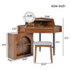 Corner Vanity Desk with Mirror, Modern Makeup Vanity Set With Stool & Cabinet, Wooden Dressing Table with Drawers for Bedroom Bathroom - 2 of 4