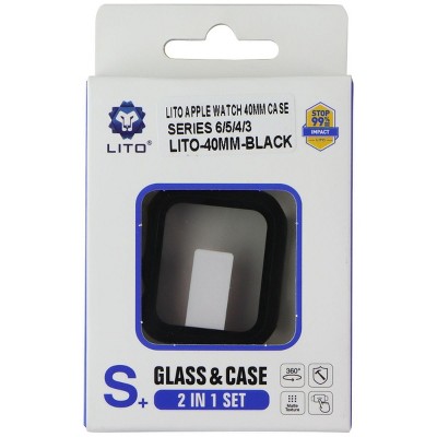 LITO S+ Glass and Case Set for Apple Watch Series SE 2/6/5/4 (40mm) - Matte Blk