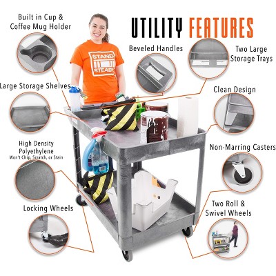 Gray Extra Large Heavy-Duty 2 Shelf Utility Cart