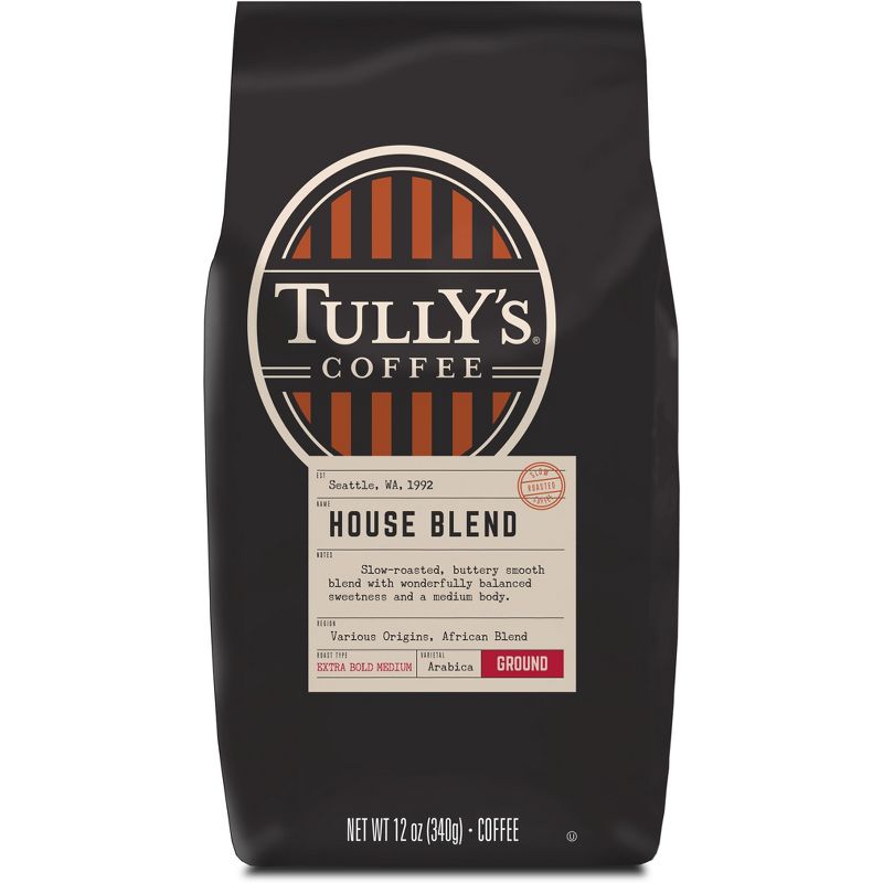 Tully&#39;s Coffee House Blend Ground Coffee - Medium-Dark Roast - 12oz, 1 of 7