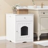 Wooden Cat Litter Box Enclosure With Drawer,Multi-Functional Cat House Nightstand And Side Table,Indoor Pet Crate (White)–LAOTIES - 2 of 4