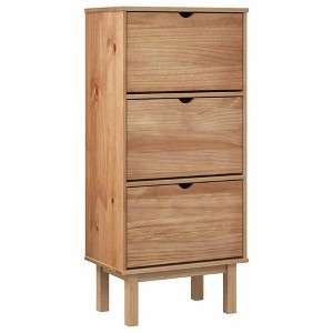 vidaXL Shoe Cabinet Brown Solid Pine Wood Medium Shoe Cabinet - 1 of 4