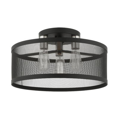 Livex Lighting Industro 3 - Light Semi-Flush Mount in  Black/Brushed Nickel