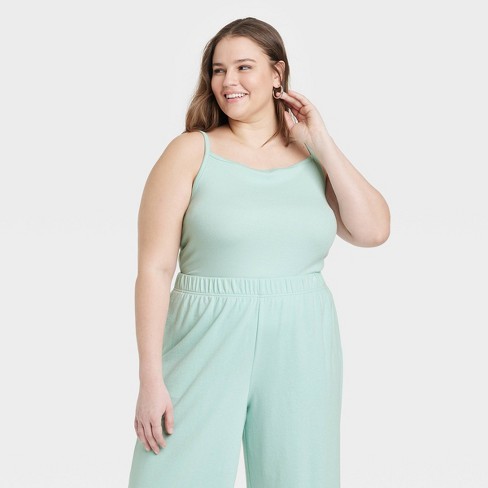 Women's Slim Fit Knit Tank Top - A New Day™ Light Green 4x : Target