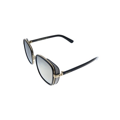 Jimmy Choo Elva/S 2M2_T4 Womens Rectangle Sunglasses Black Gold 54mm