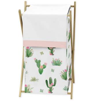 Sweet Jojo Designs Girl Laundry Hamper Cactus Floral Pink and Green